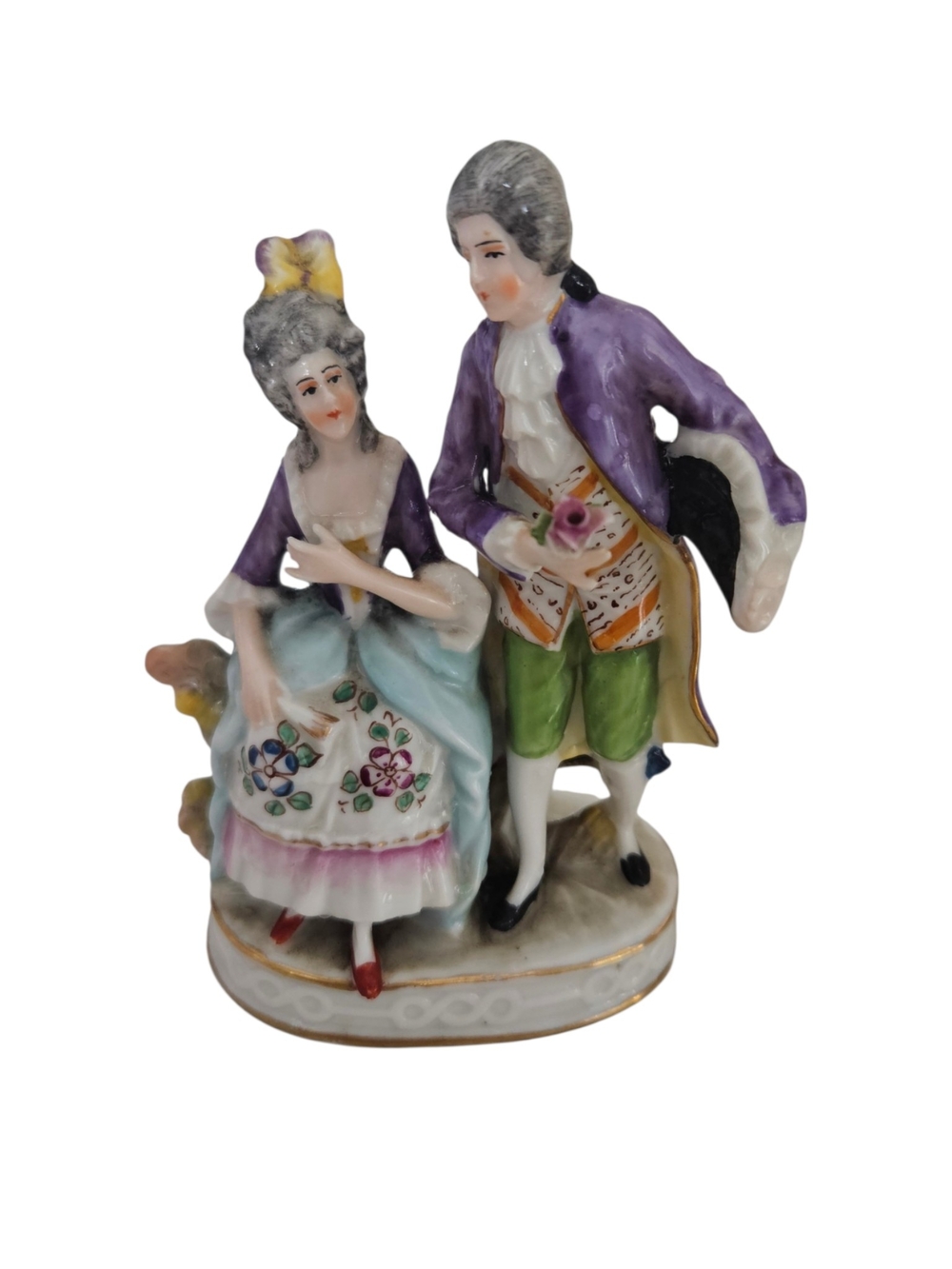 Sitzendorf Antique German Courting Couple Porcelain Figurine